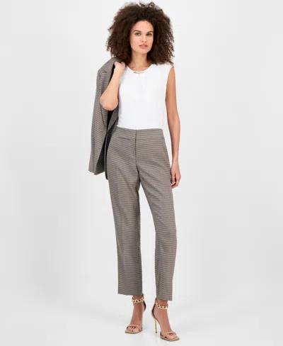 Kasper Women's Stretch Crepe Slim Leg Pant, Regular & Petite Sizes In Gray