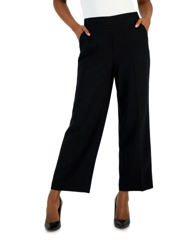 Kasper Women's Stretch-crepe Straight-leg Ankle Pants In Black