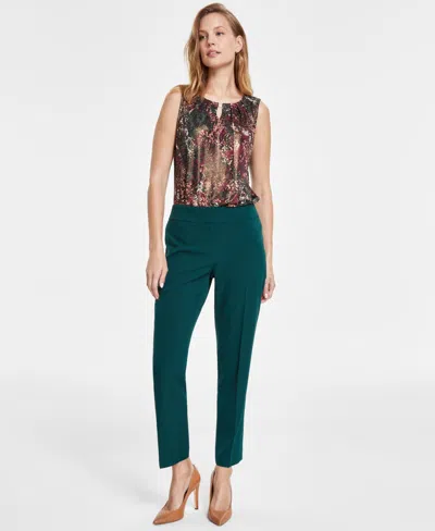 Kasper Women's Stretch-crepe Straight-leg Pants, Regular & Petite In Evergreen