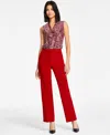Kasper Women's Stretch-crepe Straight-leg Pants In Fire Red