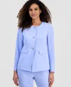 Kasper Three-button Peplum Jacket In Blue