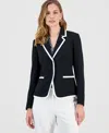 Kasper Women's Stretch Crepe Two Button Jacket, Regular & Petite In Blue