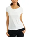 Kasper Women's Stretch Knit Cowl-neck Short-sleeve Top In White
