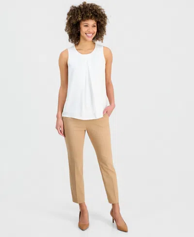 Kasper Women's Stretch Twill Cropped Pull-on Pants, Regular & Petite In Brown