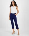 Kasper Women's Stretch Twill Cropped Straight Pull-on Pants In Blue