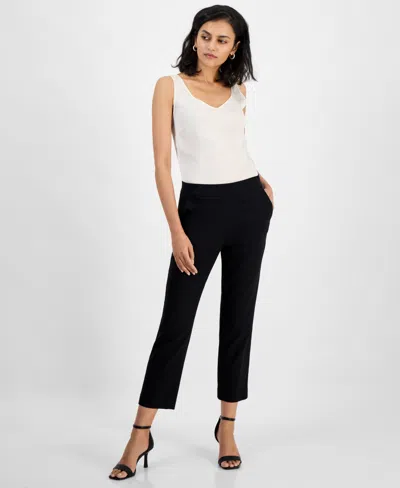 Kasper Women's Stretch Twill Cropped Straight Pull-on Pants In Summer Straw