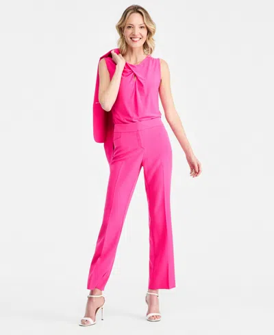 Kasper Women's Stretch-crepe Straight-leg Pants In Pink