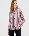 Kasper Women's Striped Button-front Shirt, Regular & Petite In Multi