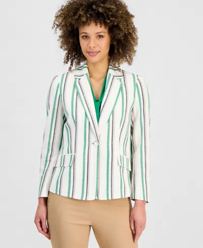 Kasper Women's Striped Flap-pocket Blazer In Pattern