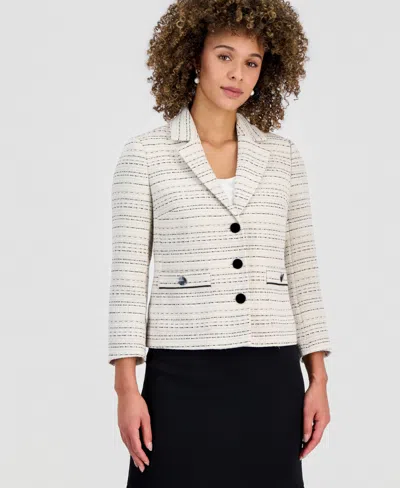 Kasper Women's Striped Tweed Tailored Jacket In White