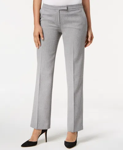 Kasper Tab-waist, Straight-fit Modern Dress Pants In Grey,black