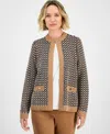 Kasper Women's Textured Contrast-trim Cardigan, Regular & Petite In Multi
