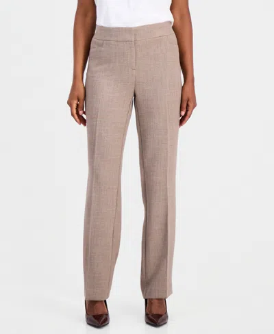Kasper Women's Textured High-rise Straight Leg Trousers, Regular & Petite In Brown