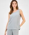 Kasper Women's Textured Scoop-neck Sleeveless Top In Gray