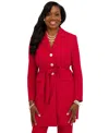 Kasper Women's Three Button Patch Pocket Trench Coat In Red