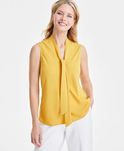 Kasper Women's Sleeveless Tie-neck Top, Regular And Petite Sizes In Butterscotch