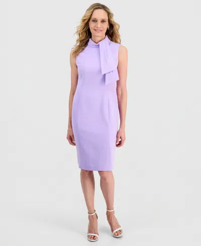 Kasper Women's Tie-neck Sheath Dress In Purple