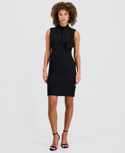 Kasper Women's Tie-neck Sleeveless Sheath Dress In Black