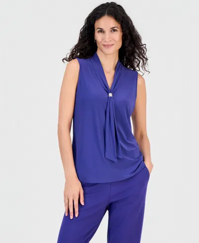 Kasper Women's Tie-neck Sleeveless Blouse In Regal Plum