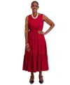 Kasper Women's Tiered Midi Dress, Regular & Plus Sizes In Red