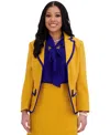 Kasper Women's Tipped Blazer, Regular & Plus Sizes In Gold Signature,royal Signature