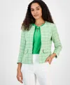 Kasper Women's Tweed Collarless Open-front Jacket, Regular & Petite Sizes In Spring Green Multi