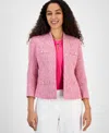 Kasper Open Front Tweed Jacket In Pink Perfection Multi