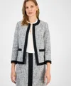 Kasper Womens Tweed Framed Jacket Mixed Media Top Skirt