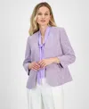 Kasper Women's Tweed Open-front 3/4-sleeve Jacket, Regular And Petite In Lavender Mist Multi