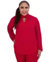 Kasper Women's Twisted Mock Neck Long-sleeve Top In Crimson