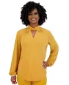 Kasper Women's Twisted Mock Neck Long-sleeve Top