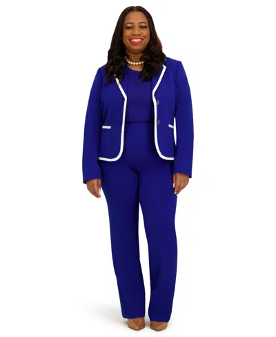 Kasper Women's Two-button Long-sleeve Jacket In Blue