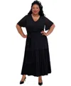 Kasper Women's V-neck Flutter-sleeve Maxi Dress, Regular & Plus Sizes In Black