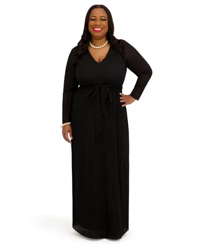 Kasper Women's V-neck Long-sleeve Dress In Black