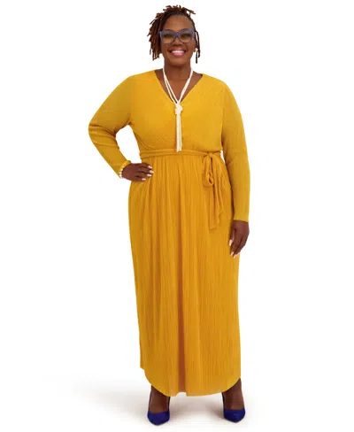 Kasper Women's V-neck Long-sleeve Dress In Gold