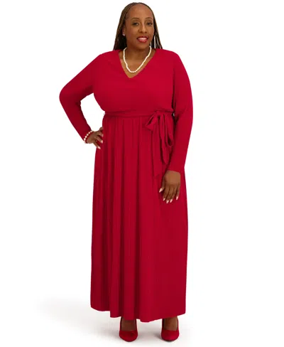 Kasper Women's V-neck Long-sleeve Dress In Red