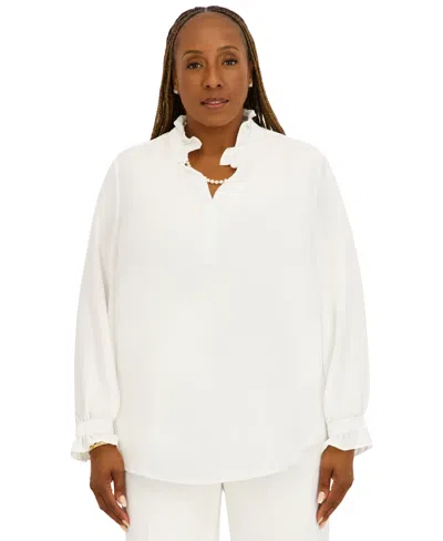 Kasper Women's V-neck Long-sleeve Top, Regular And Plus Size In White