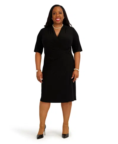 Kasper Women's V-neck Midi Dress In Black