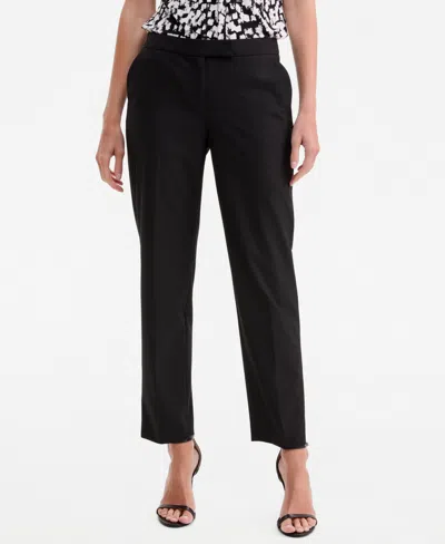 Kasper Women's Washable Bi-stretch Mid-rise Fly-front Straight Leg Pants, Regular & Petite In Black