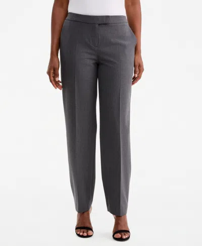 Kasper Women's Washable Bi-stretch Mid-rise Fly-front Straight Leg Pants, Regular & Petite In Modern Charcoal