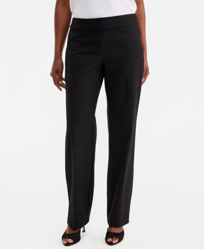Kasper Women's Washable Bi-stretch Mid-rise Fly-front Straight Pants, Regular & Petite In Black