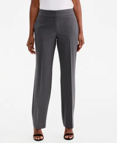 Kasper Women's Washable Bi-stretch Mid-rise Fly-front Straight Pants, Regular & Petite In Modern Charcoal