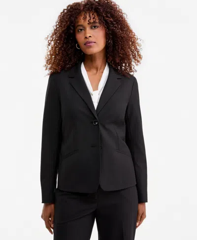 Kasper Women's Washable Bi-stretch Notch-collar Two-button Jacket, Regular & Petite In Black