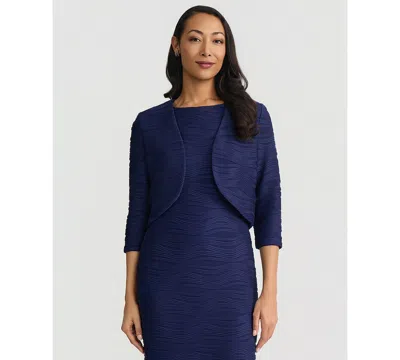 Kasper Women's Wave Knit 3/4-sleeve Shrug, Regular & Petite In Blue