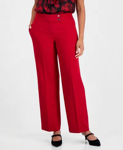 Kasper Women's Wide Leg Fly Front Pants In Animal Print
