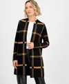 Kasper Women's Windowpane Open-front Cardigan In Black