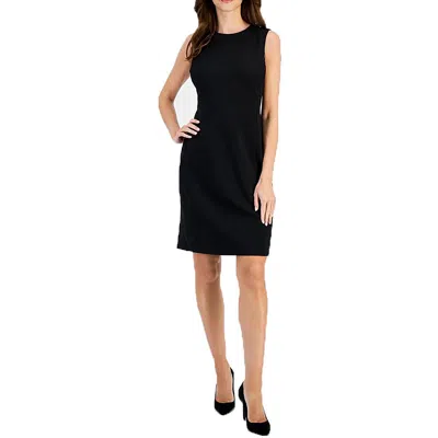Kasper Womens Banded Viscose Sheath Dress In Black