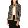 Kasper Open Front Cardigan Ruffled Blouse Pull On Pants In Brown