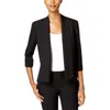 Kasper Womens Cuffed Sleeves Open Front Jacket In Black