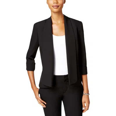 Kasper Womens Cuffed Sleeves Open Front Jacket In Black